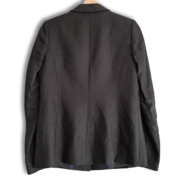 LAURA / 100% Linen Fabric Classic Blazer Jacket Button Front Neutral Black Sz 4 - Picture 10 of 15